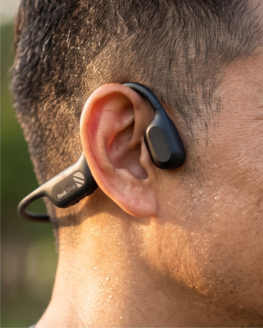 R1 neckband and ear hooks seen from behind